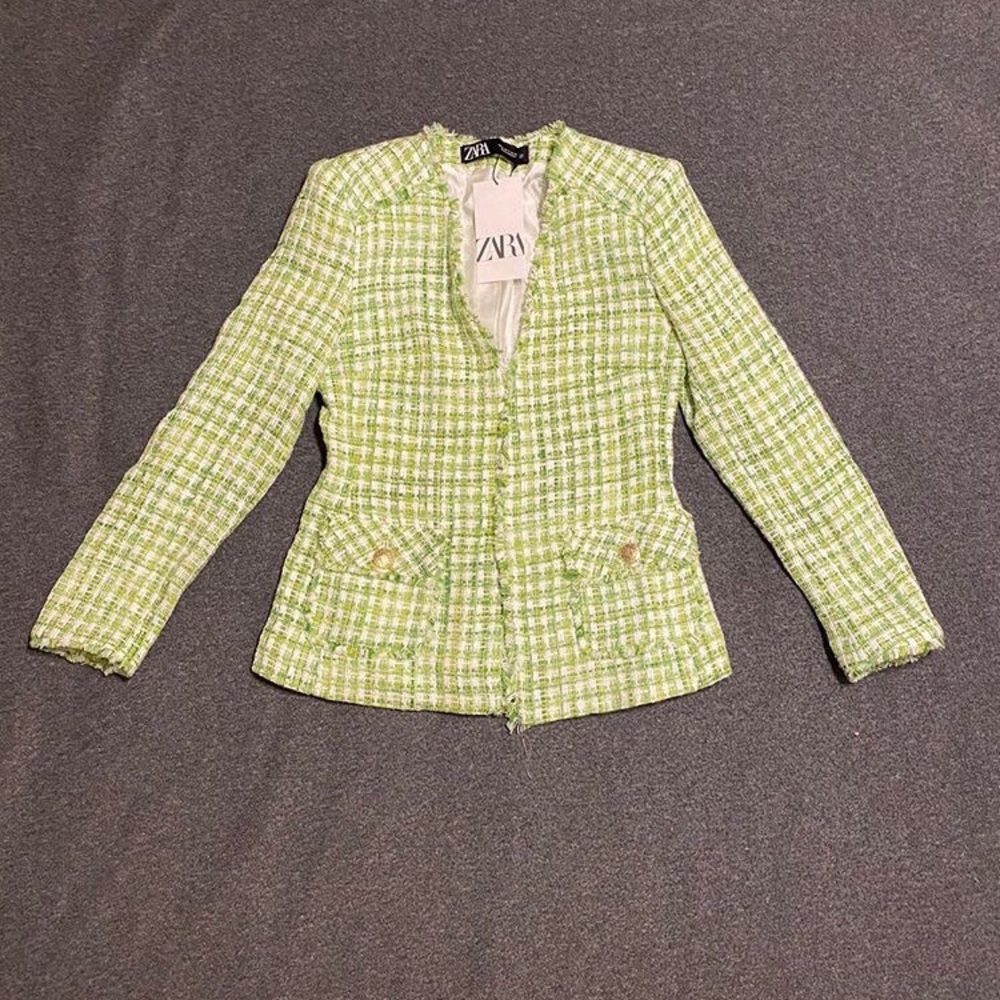 ✨ZARA GREEN TWEED SET (BLAZER AND SHORTS)✨